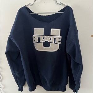 Utah state cutoff off the shoulder sweatshirt